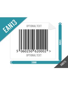 30mm x 30mm EAN13 (GTIN13) Labels 