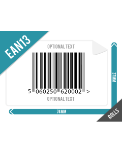 EAN13 Barcode Label 74mm x 36mm